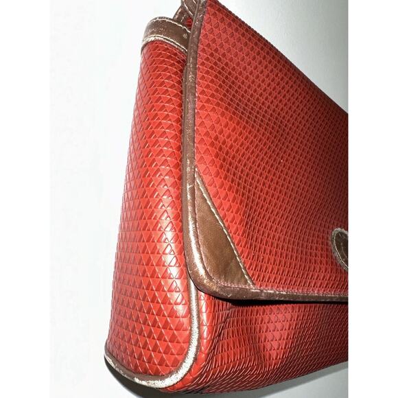 Vintage 80s Liz Claiborne Signature Crossbody Shoulder Bag Maroon Red Logo Purse - Picture 11 of 16